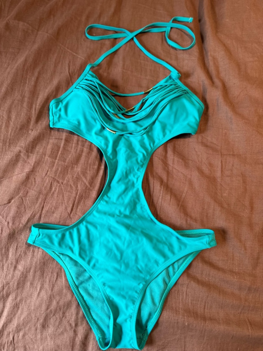 Adore Me Turquoise Cutout One-Piece Swimsuit